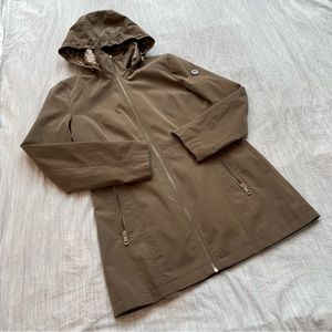 Calvin Klein Hooded Utility Jacket XS | Tan Light Brown | Zipper Pockets